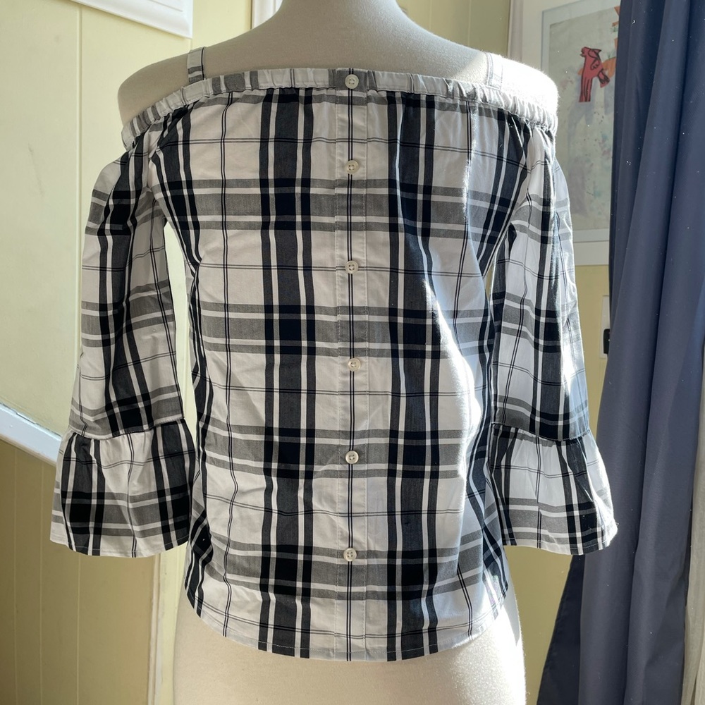 Off shoulder Abercrombie Kids Girls Plaid Top